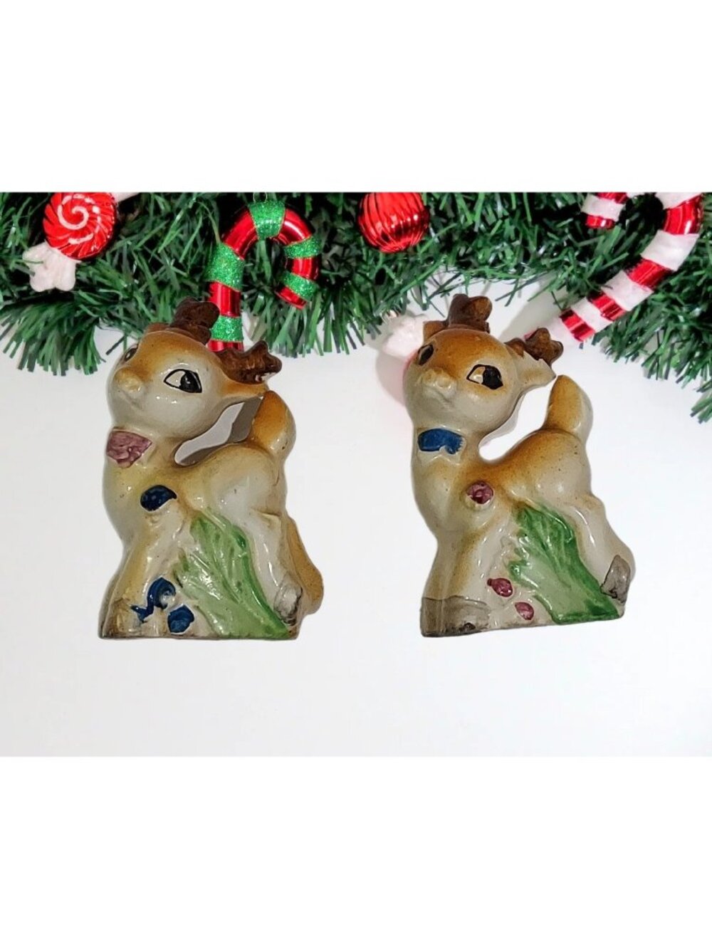 Salt And Pepper Shaker Deer Japan Ceramic Big Eyes Kitschy Christmass Vintage